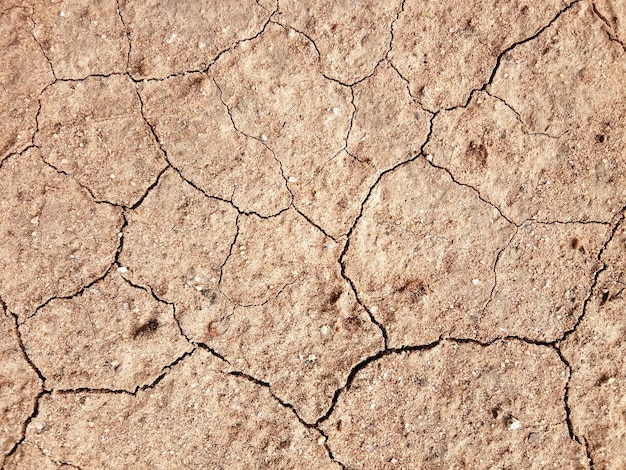 De grond heeft scheuren in het bovenaanzicht voor de achtergrond