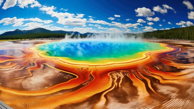 De grote prismatische lente Yellowstone National Park Wyoming Gemaakt met generatieve AI-technologie