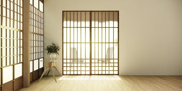 De hal Schone Japanse minimalistische kamer interieur 3D-rendering