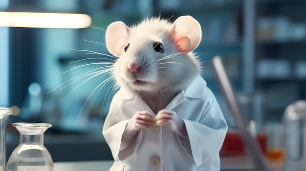 De hamster in de labjas van een wetenschapper.