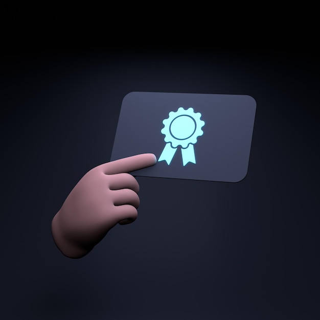De hand houdt een diploma 3D render illustratie