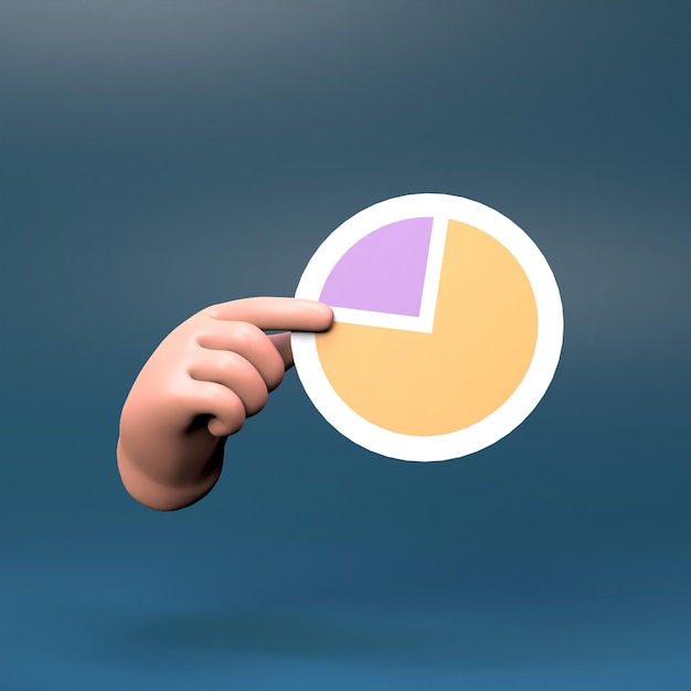 De hand houdt een ronde staafdiagram 3d render illustratie