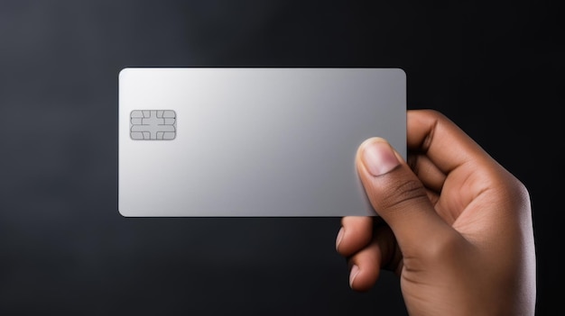 De hand van een man houdt een creditcard vast Gemaakt met generatieve AI-technologie