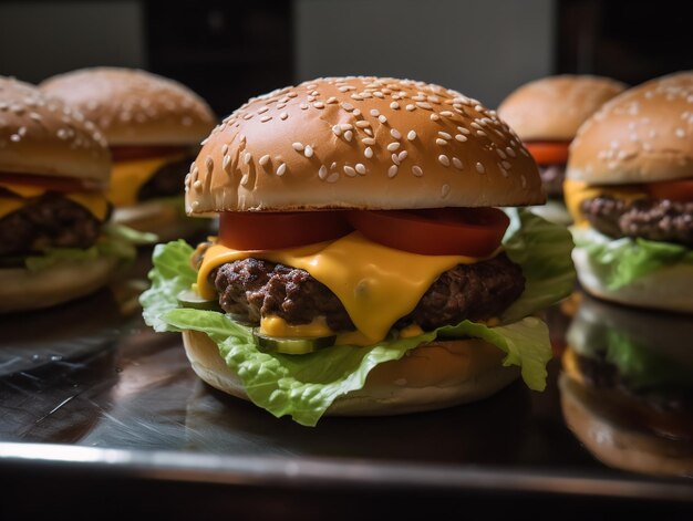 De heerlijke dans van een hamburger-build