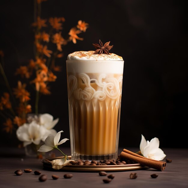 Foto de heerlijke ingewikkeldheid van een chai tea latte