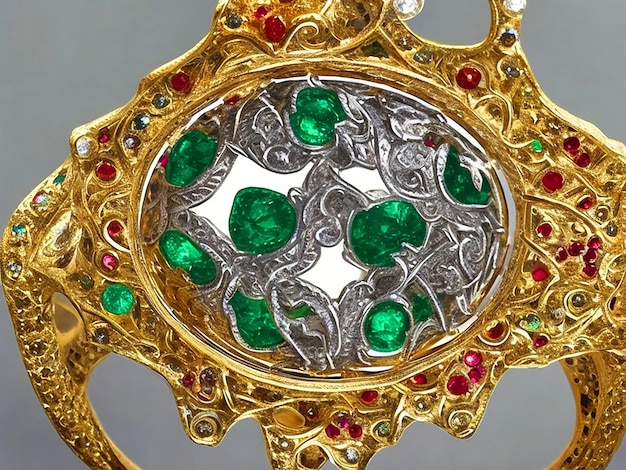 de heilige graal kelk goud filigree en diamanten en smaragden en robijnen majestueuze solide grote 10car