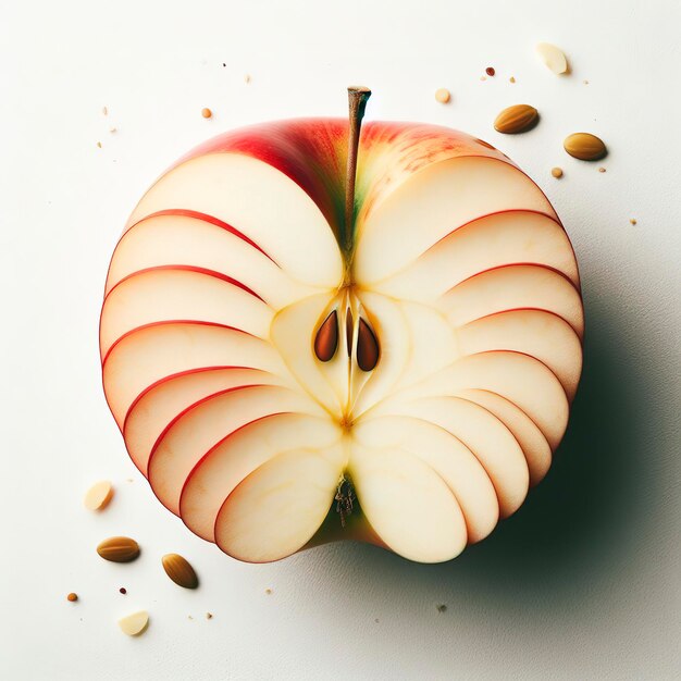 De helft van een gesneden appel op een witte achtergrond