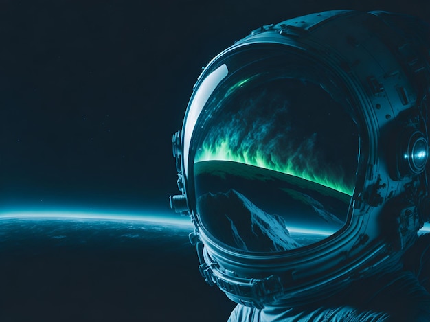 De helm van een astronaut Spiegel van de aarde en ruimte Generatieve AI