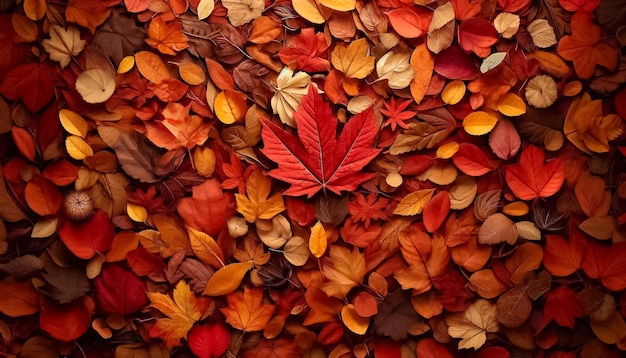 De herfst palette een tapijt van herfstbladeren in warme tinten