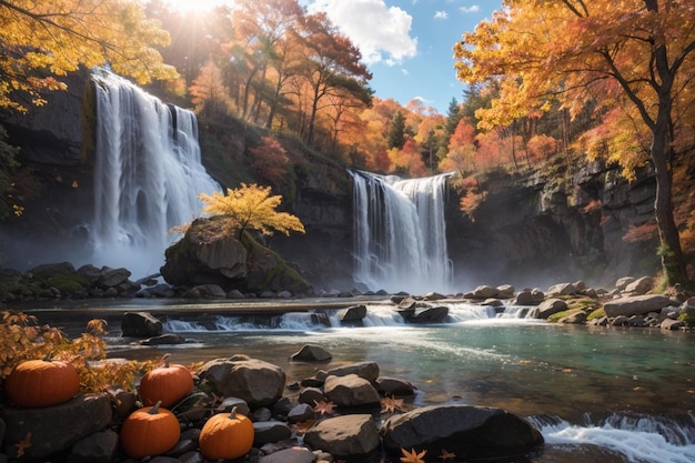 De herfstsymfonie van de Shiraito-waterval