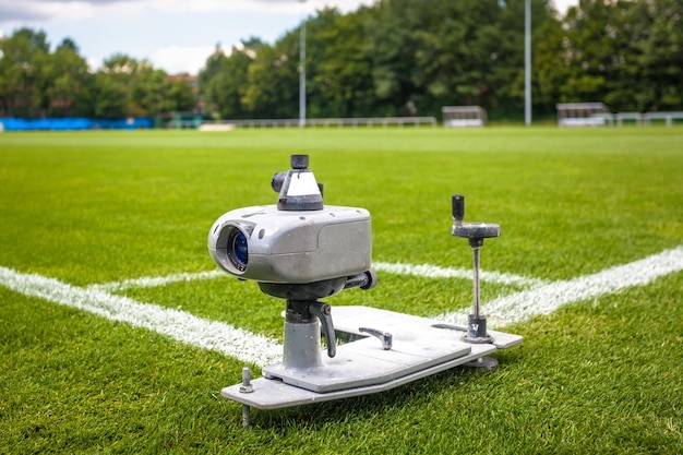 De hoek van het voetbalstadion markeren met behulp van een sonde