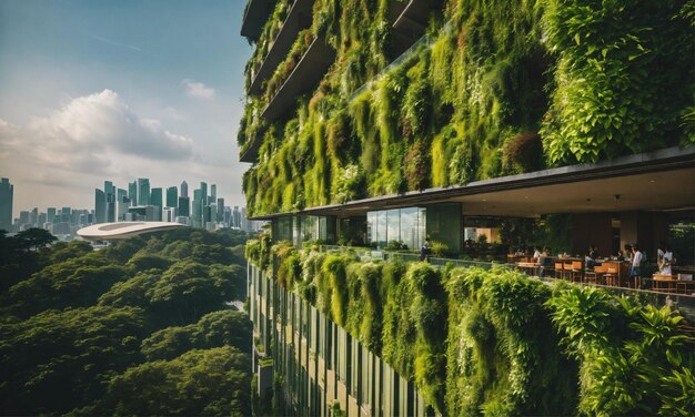 De hoge stalen wolkenkrabber Bulding reflecteert de heldere stadsverlichting gegenereerd door AI