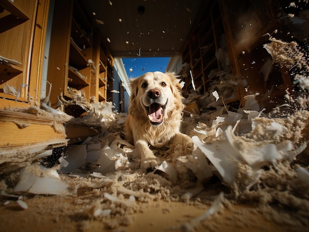 de hond maakte er een puinhoop van in het appartement Generatieve AI