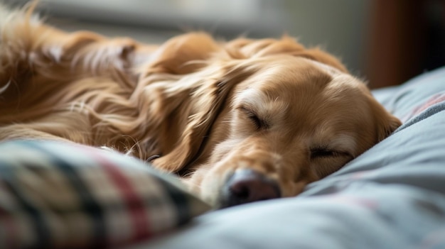 De hond valt in slaap op de bank.