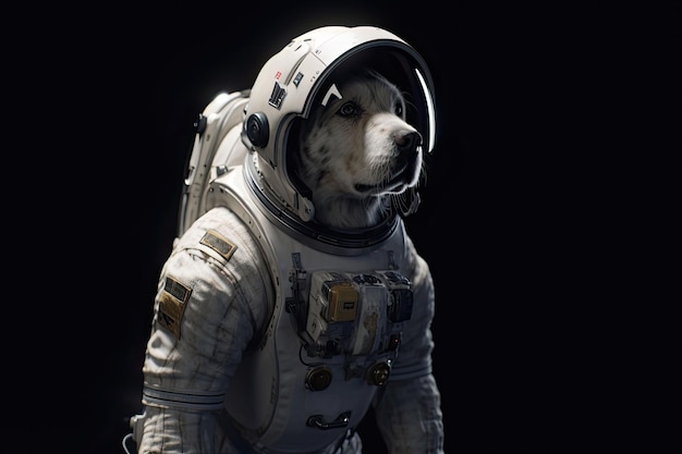 De hondenastronaut draagt een ruimtepak en een helm Generatieve AI