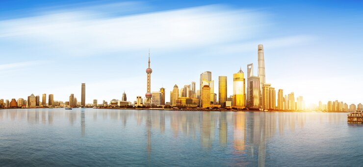De horizon en cityscape van Shanghai