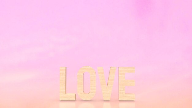De Hout Liefde op roze achtergrond 3d rendering