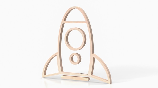 De houten raket voor start-up of technologie concept 3d rendering
