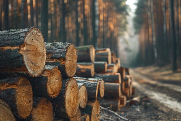 De houtkapindustrie bereidt gesneden bomen voor op verwijdering