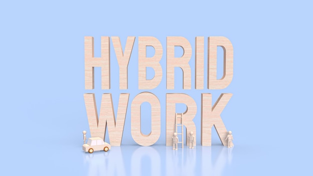 De houttekst hybride werken voor bedrijfsconcept 3D-rendering