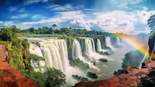 De Iguazu Falls Argentinië Brazilië krachtige watervallen weelderig gecreëerd met Generative AI technologie