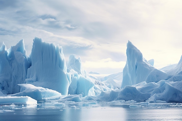 de ijsbergen drijven op een zee prachtige natuur natuurlijk landschap het concept van vrede en stilte