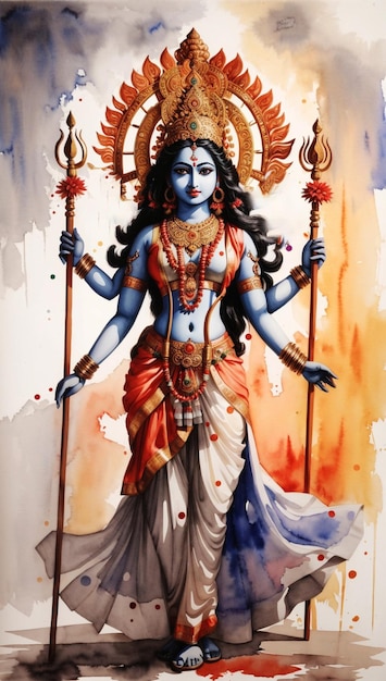 De Indiase godin Durga Kali aanbidt het Navratri-festival