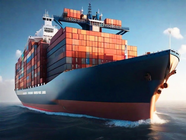 De industrie vervoert vracht op grote containerschepen