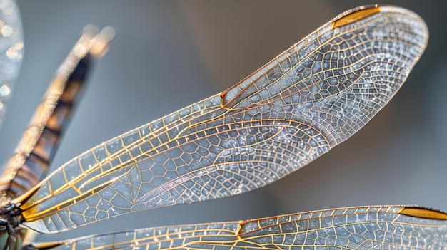 Foto de ingewikkelde patronen van de vleugels van een drakenvlieg ai gegenereerde illustratie