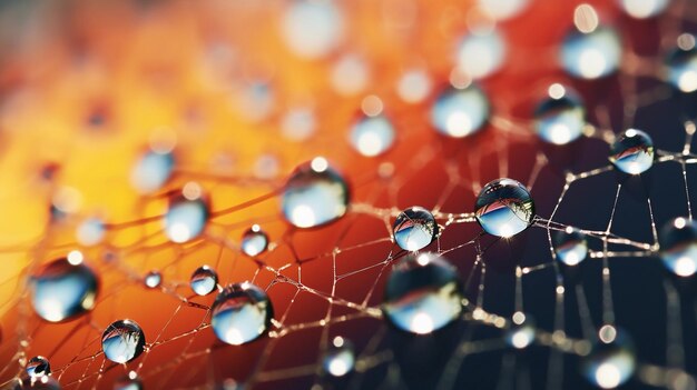 De ingewikkelde schoonheid van waterdruppels gevangen op een spinnenweb achtergrond afbeelding