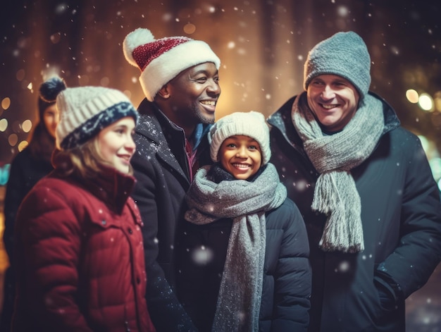 Foto de interraciale familie viert graag samen kerstavond