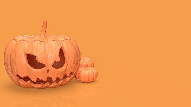 De jack o lantern pompoen oranje kleurtoon voor halloween-inhoud 3D-rendering