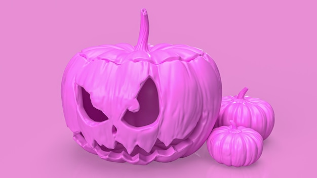 De jack o lantern pompoen roze kleur toon voor halloween inhoud 3d rendering