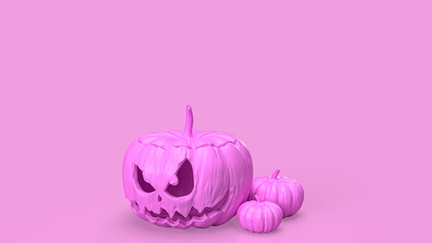 De jack o lantern pompoen roze kleurtoon voor halloween-inhoud 3D-rendering