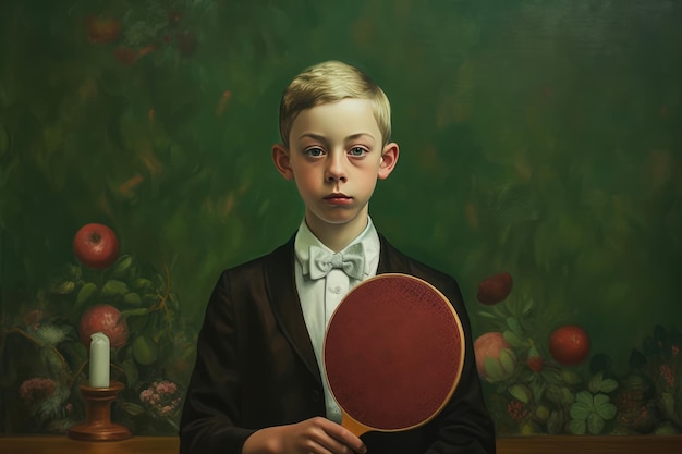 Foto de jongen met een pingpongpeddel