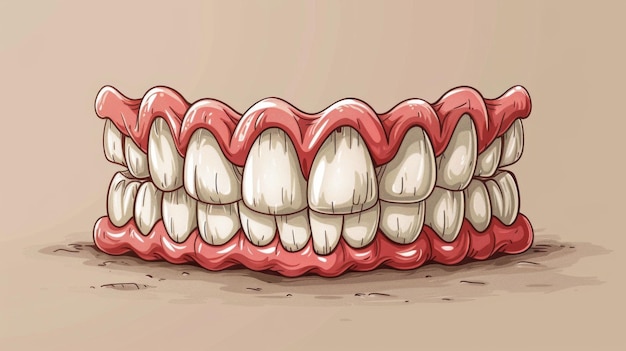 De kaak met de tanden staat op de tafel illustratie