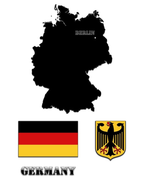 De kaart en het wapen van Duitsland