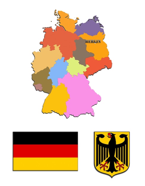 De kaart en het wapen van Duitsland