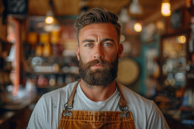 Foto de kapper werkt in een kapperswinkel.