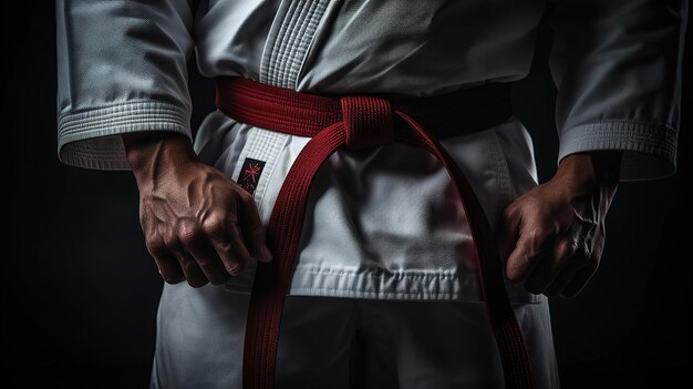 Foto de karate gordel wordt beveiligd door de vastberaden vechter