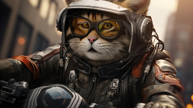 De kat draagt een koele bril.