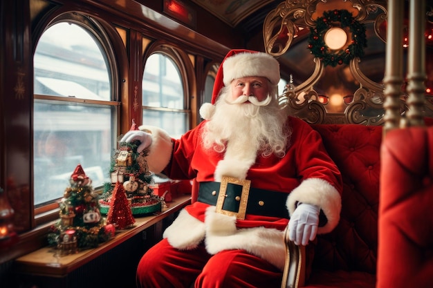 De Kerstman reist met de trein in eerste klas