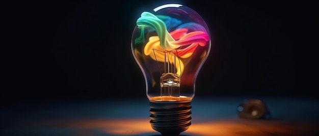 De kleurrijke 3d lamp van de ideebol Generatieve AI