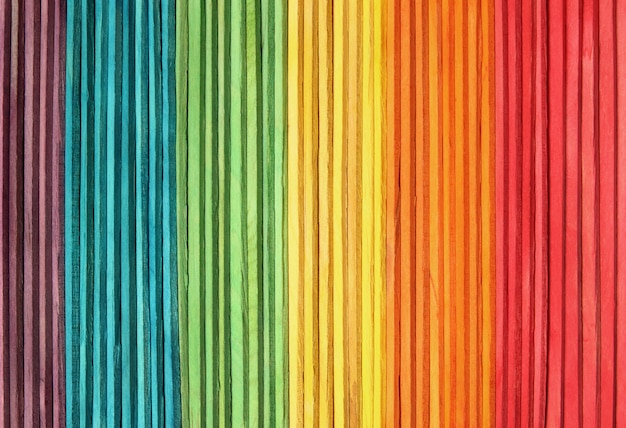 De kleurrijke houten achtergrond van de muurtextuur in heldere regenboogkleuren.