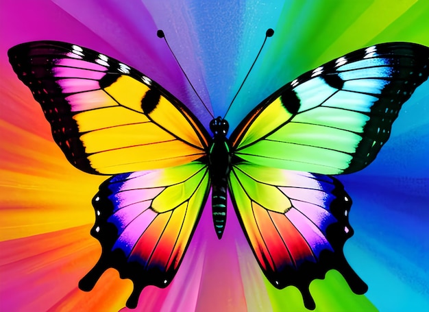 Foto de kleurrijke vleugels van de regenboogvlinder