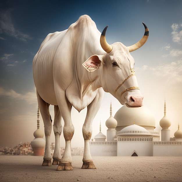 De koe Eid alAdha verkoop socail post veehandelaar achtergrondfoto AI gegenereerd
