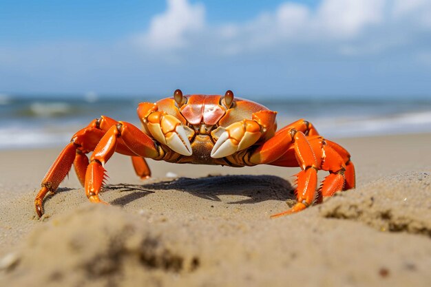 De krab op het strand daglicht close-up Gegenereerde AI