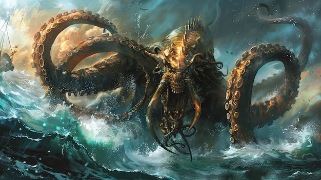 De kraken komt uit de diepten van de zee
