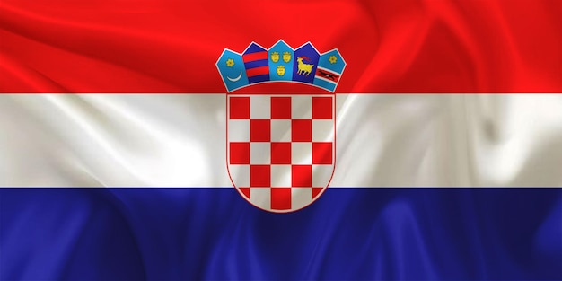 De Kroatische vlag zwaait in de lucht