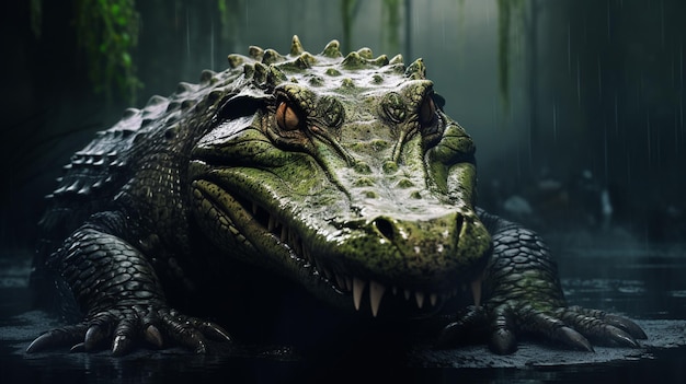 de krokodil in de jungle